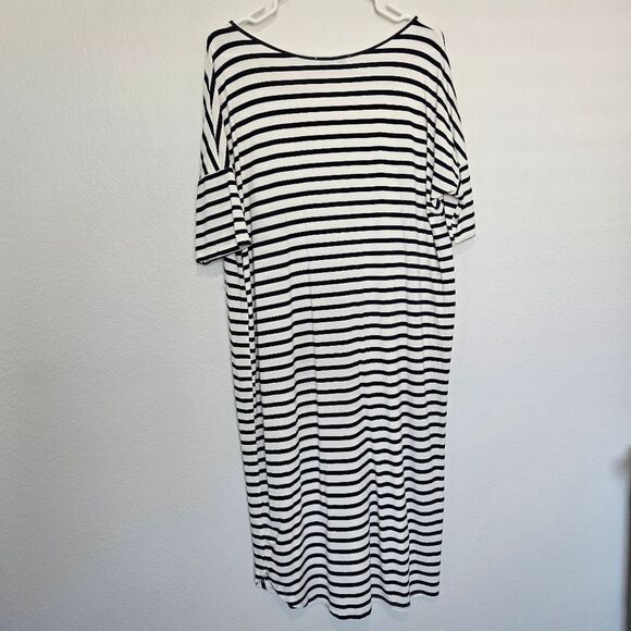 CJLA | The Favorite T-Shirt Dress In Striped Navy Blue White, Womens Large - Picture 5 of 5